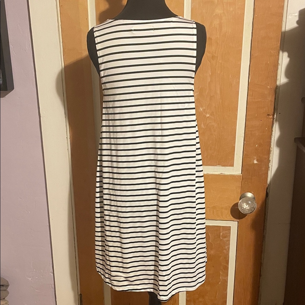 LiuSiRan Simple Black and White Striped Shirt Dress - Picture 3 of 3